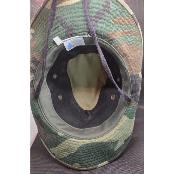 HC Woodland Camo Boonie Bucket Hat Vented Snaps Chin String - Picture 5 of 8